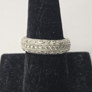vanna k sterling silver 925 cz engraved ornate scroll band ring sz 9.5